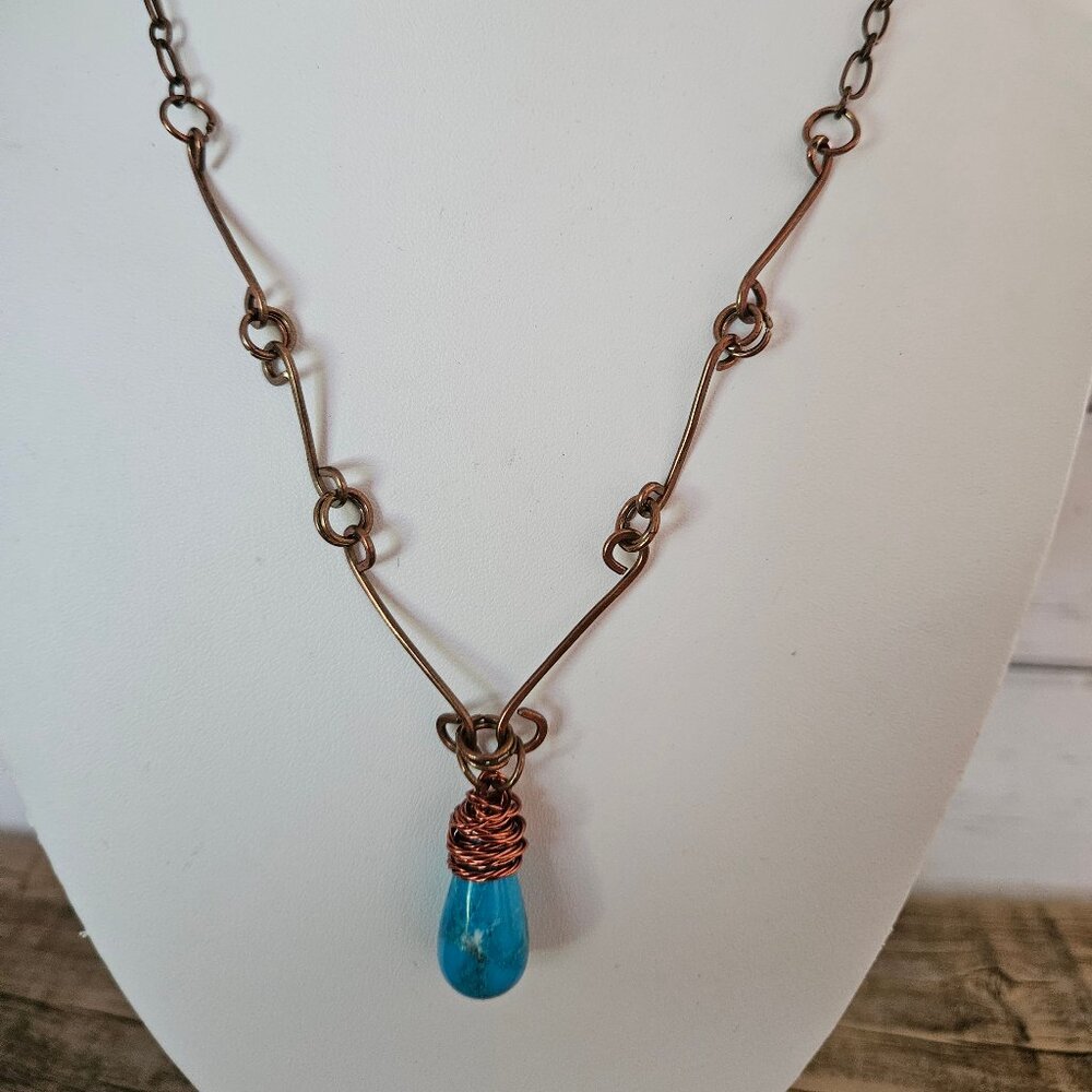 Artesian Handcrafted Copper Wire With Teardrop Ma… - image 1